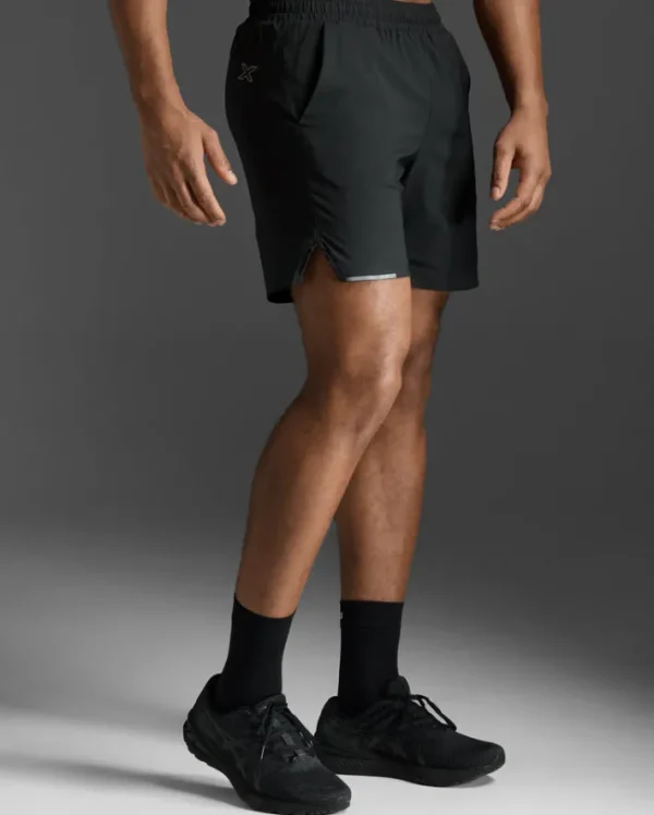 Online 2XU Aero 7 Inch Shorts Black/Silver Reflective