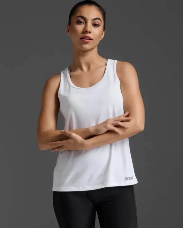New 2XU Aero Singlet White/Silver Reflective