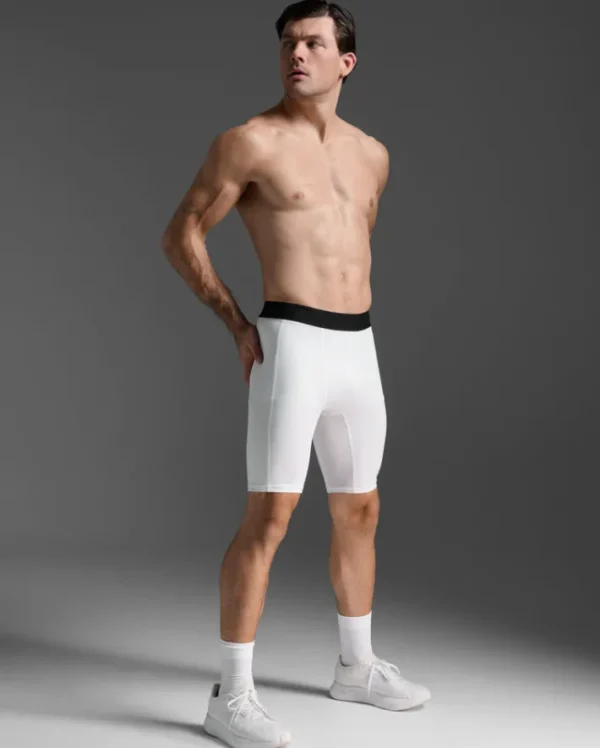 Fashion 2XU Base Layer Compression Shorts White/White