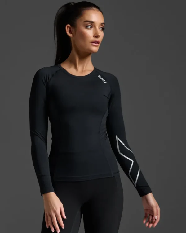 Fashion 2XU Core Compression Long Sleeve Black/Silver
