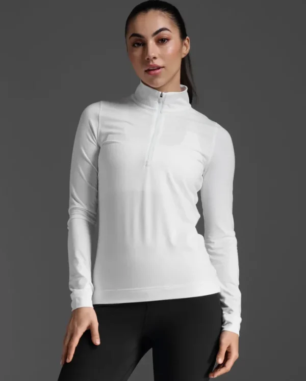 Online 2XU Flex 1/2 Zip Long Sleeve White/White