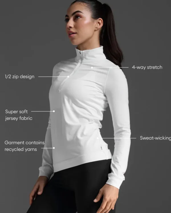 Online 2XU Flex 1/2 Zip Long Sleeve White/White