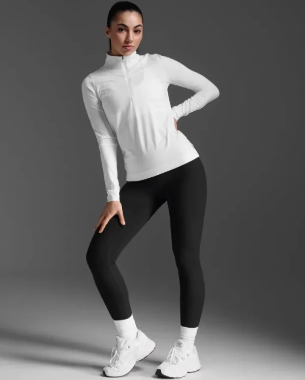 Online 2XU Flex 1/2 Zip Long Sleeve White/White