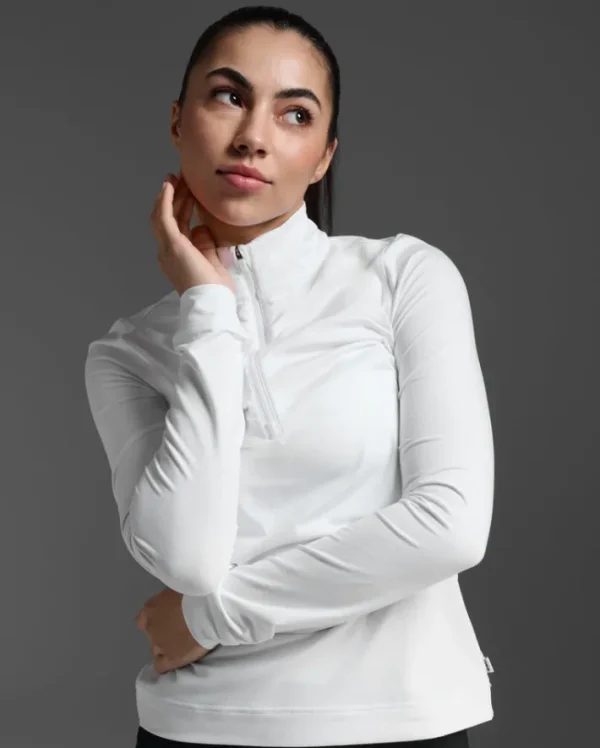 Online 2XU Flex 1/2 Zip Long Sleeve White/White