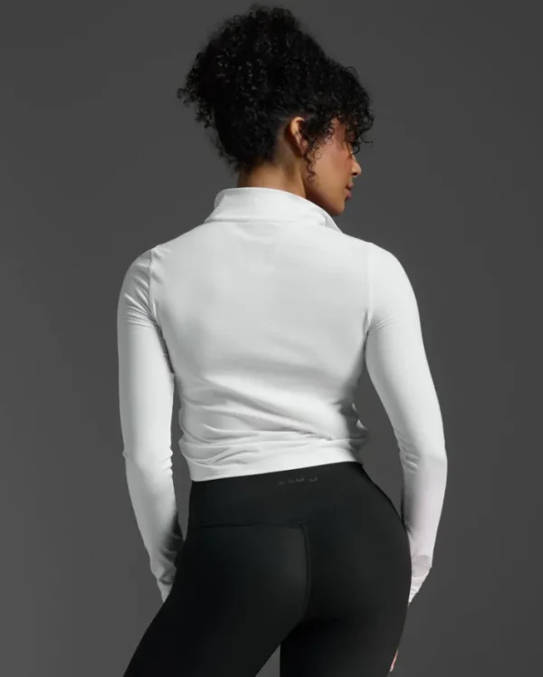 Fashion 2XU Flex Crop 1/2 Zip Long Sleeve White/White