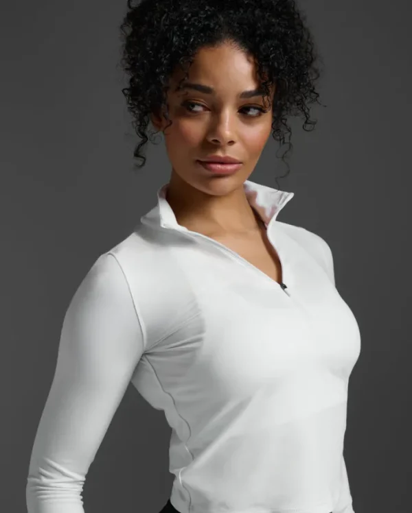 Fashion 2XU Flex Crop 1/2 Zip Long Sleeve White/White
