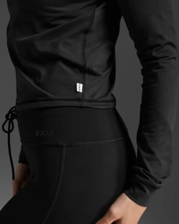 New 2XU Flex Crop 1/2 Zip Long Sleeve Black/Black