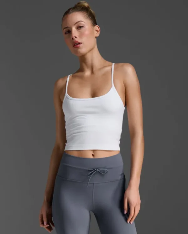 Hot 2XU Flex Crop Tank White/White