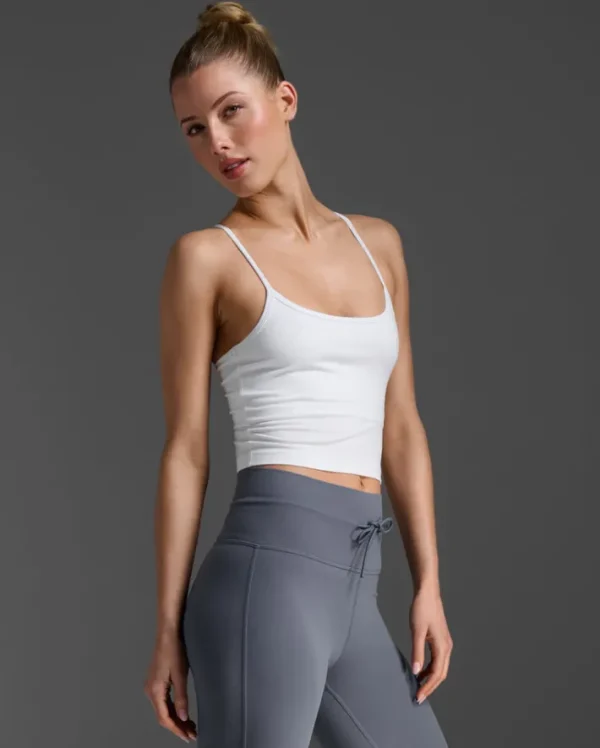Hot 2XU Flex Crop Tank White/White