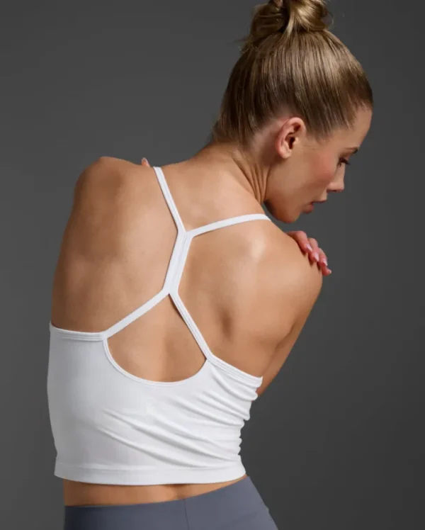 Hot 2XU Flex Crop Tank White/White