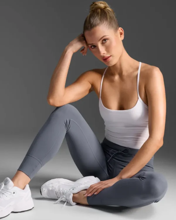 Hot 2XU Flex Crop Tank White/White