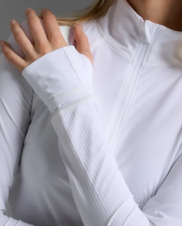 Outlet 2XU Flex Waffle 1/2 Zip Long Sleeve White/White