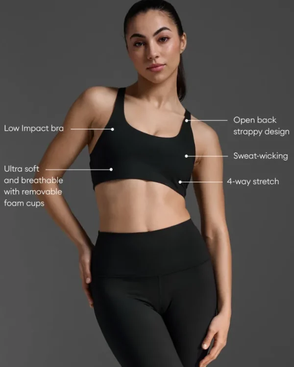 Outlet 2XU Fluid Open Back Bra Black/Black