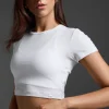 New 2XU Fluid Ribbed Crop Tee White/White
