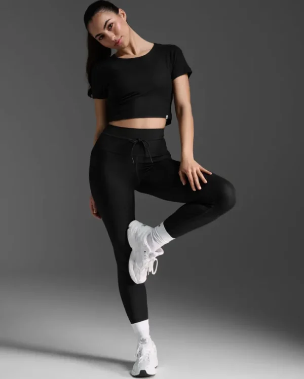 Best 2XU Fluid Ribbed Crop Tee Black/White