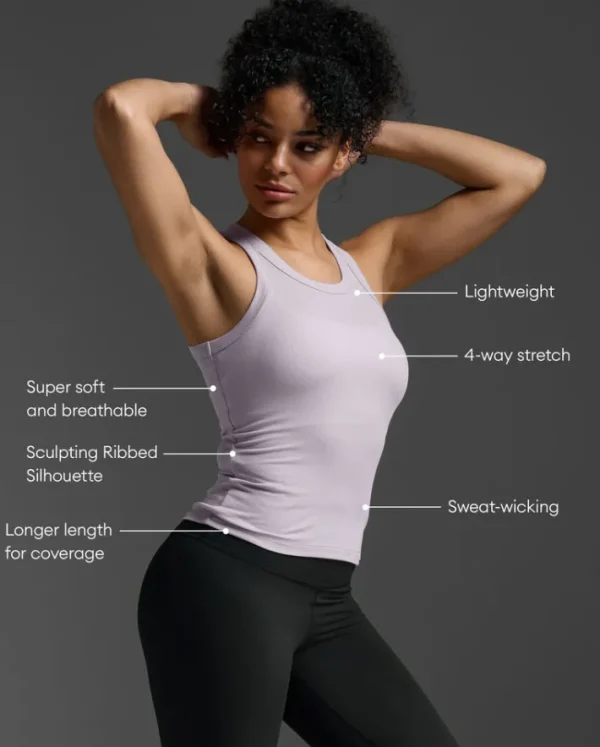 Fashion 2XU Fluid Ribbed Tank Virtual Violet/White
