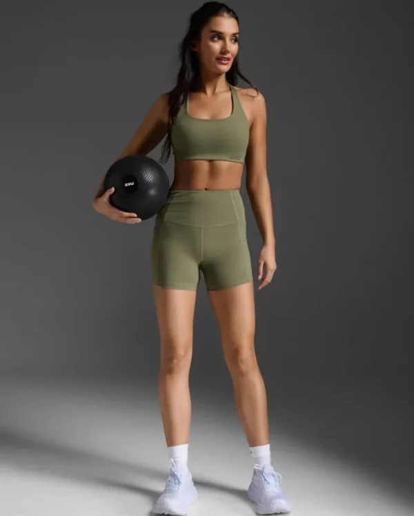 Discount 2XU Form Soft Touch Hi-Rise Compression 4" Shorts Hunter Green/Hunter Green
