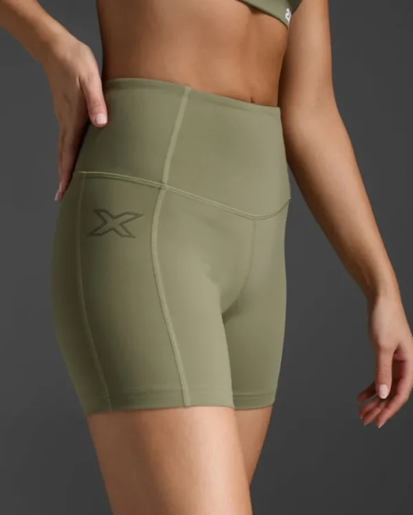 Discount 2XU Form Soft Touch Hi-Rise Compression 4" Shorts Hunter Green/Hunter Green