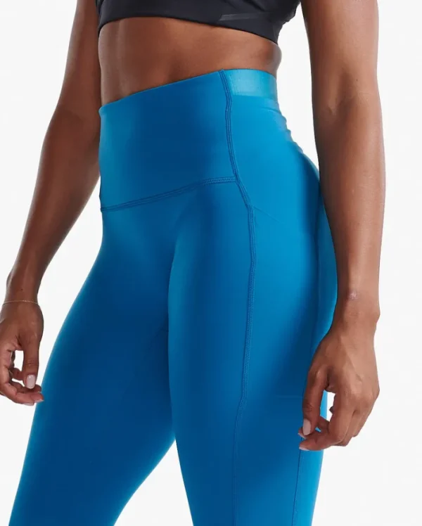 New 2XU Form Stash Hi-Rise Compression 7/8 Tights with Pockets Seaport/Seaport