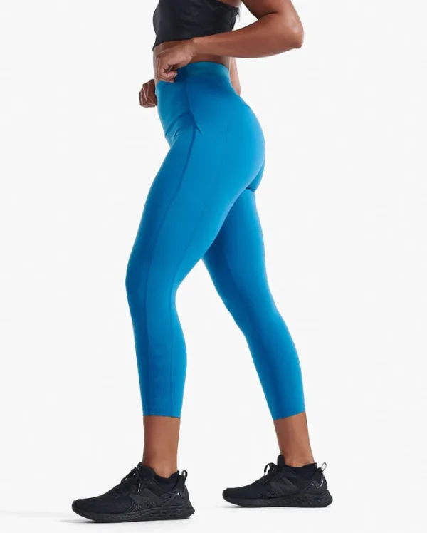 New 2XU Form Stash Hi-Rise Compression 7/8 Tights with Pockets Seaport/Seaport