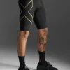 Hot 2XU Light Speed Compression Shorts Black/Gold Reflective