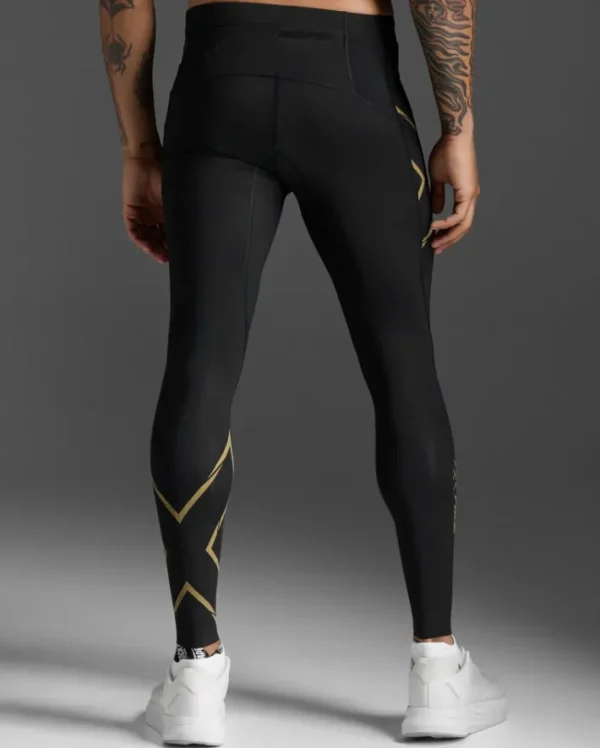 Clearance 2XU Light Speed Compression Tights Black/Gold Reflective