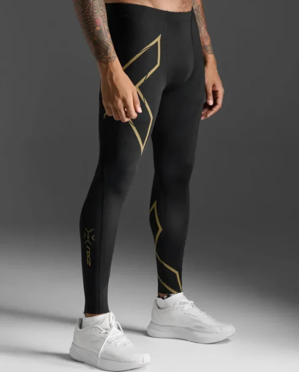 Clearance 2XU Light Speed Compression Tights Black/Gold Reflective