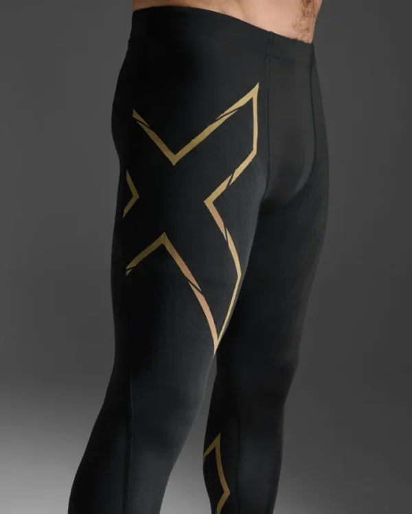 Clearance 2XU Light Speed Compression Tights Black/Gold Reflective