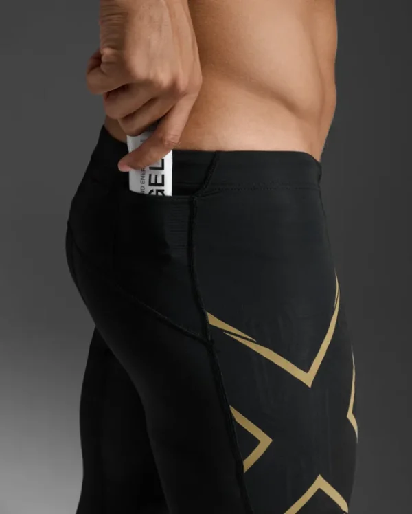 Clearance 2XU Light Speed Compression Tights Black/Gold Reflective