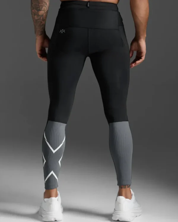Clearance 2XU Light Speed React Compression Tights Black/White Reflective