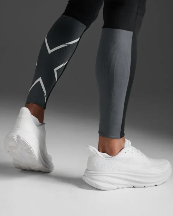 Clearance 2XU Light Speed React Compression Tights Black/White Reflective