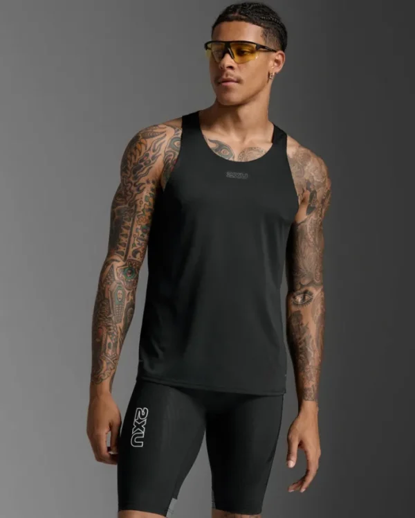 Online 2XU Light Speed Tech Singlet Black/Black Reflective