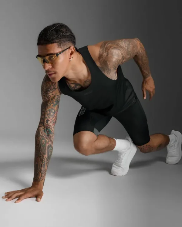 Online 2XU Light Speed Tech Singlet Black/Black Reflective