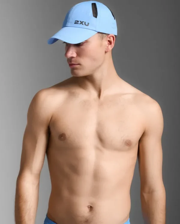 Clearance 2XU Run Cap Azure Blue/Black