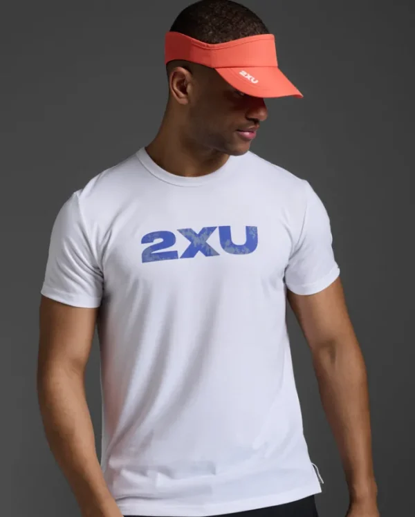 Discount 2XU Run Visor Ember/White