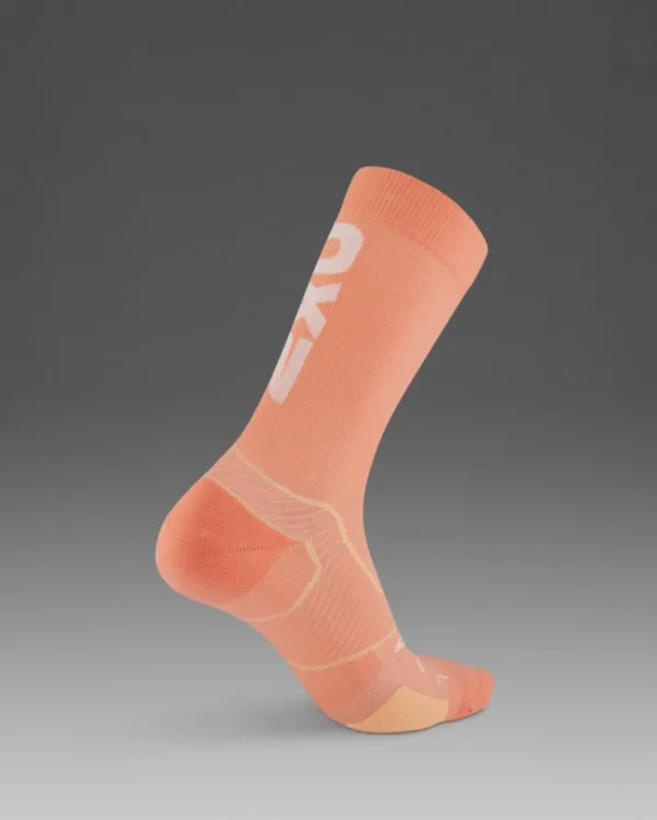 Clearance 2XU Vectr Cushion Crew Socks Digital Peach/White