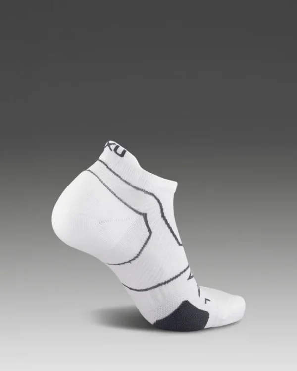 New 2XU Vectr Cushion No Show Socks White/Grey