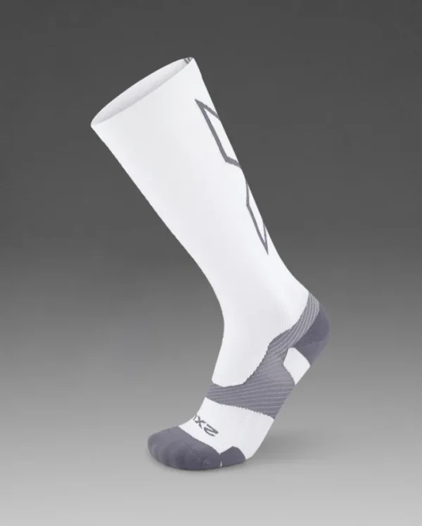 Sale 2XU Vectr Light Cushion Full Length Compression Socks White/Grey