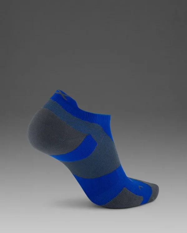 Best 2XU Vectr Light Cushion No Show Compression Socks Vibrant Blue/Grey